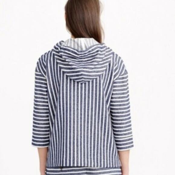 J. Crew XXS Comfy Striped Hooded Beach Poncho Navy - Picture 2 of 5
